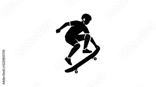 Silhouette of a skateboarder performing a trick on a skateboard.