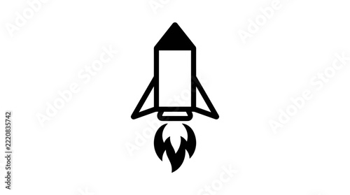 Simple Rocket Ship Launching Icon.