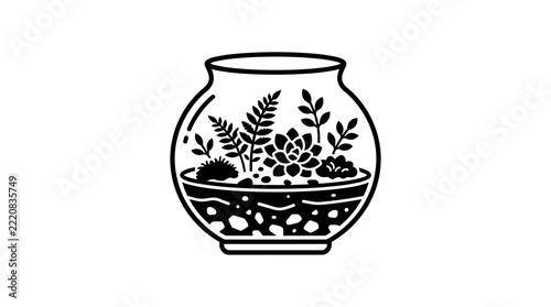 Terrarium with plants in a glass vase.