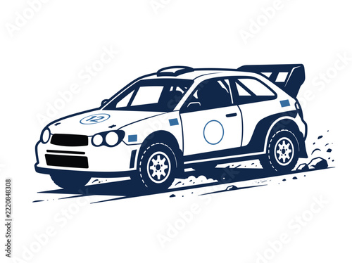 White Rally Race Car Motorsport Racing Vector Graphic