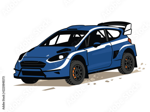 Blue Rally Race Car Off Road Competition Vector Illustration