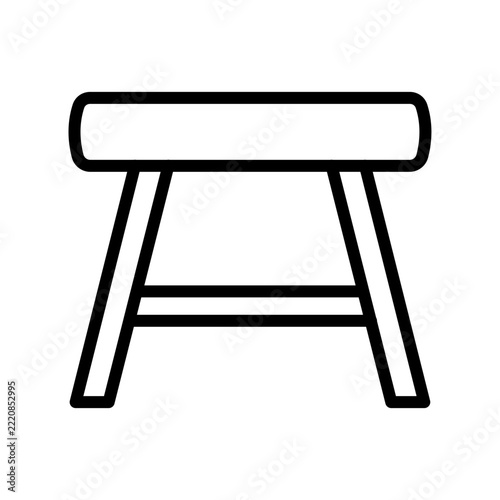 Wooden Stool Line Icon, Simple Furniture Seat Outline Vector Symbol