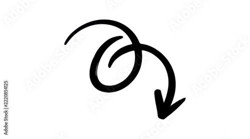 Hand-drawn black looping arrow icon on white