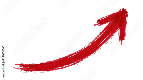 Hand drawn red brushstroke arrow pointing up and to the right
