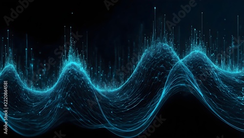 Futuristic Blue Particle Wave with Digital Energy Flow