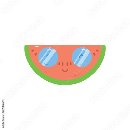 Cute Cartoon Watermelon Slice With Sunglasses