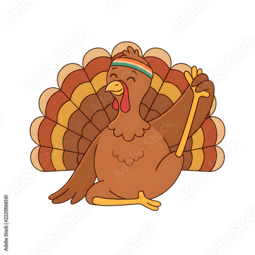 Thanks Giving Day Cartoon turkey with autumn leaves background