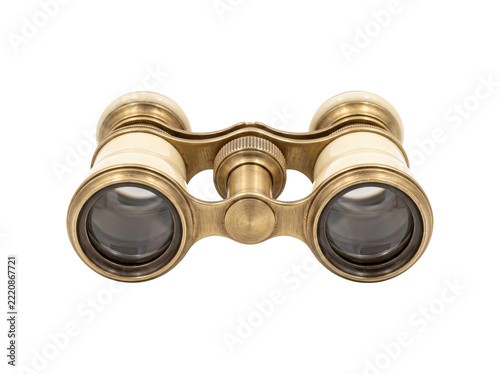 Obraz na plátně Vintage brass opera glasses with white barrels isolated on a transparent backgro