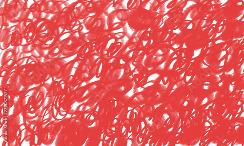Abstract red scribble texture with chaotic circular handdrawn lines isolated on white background