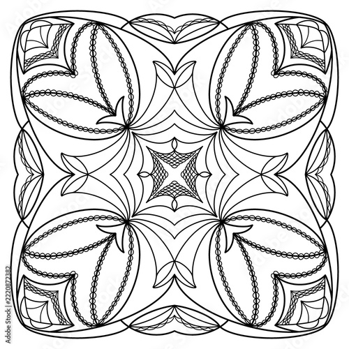 Obraz na plátně Detailed heart mandala coloring page for adults intricate line art