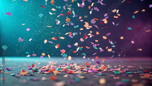 Colorful Confetti Falling on Dark Surface during Festive Celebration