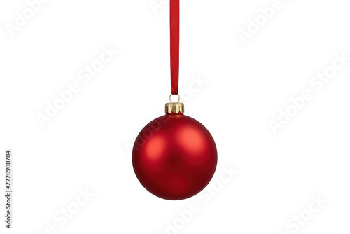 Realistic red ornament with ribbon hanger studio object