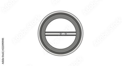 Circular abstract design with horizontal bar and two small circles, modern graphic element