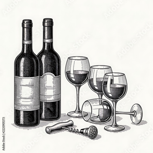 wine bottle and glass