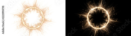 Obraz na plátně Golden energy ring with crackling electric veins and radiating sparks bursting o