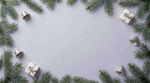 Wreath with pine branches and white flowers
