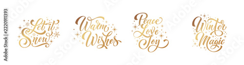 Festive Winter Lettering Collection with Warm Wishes, Peace Love Joy and Winter Magic