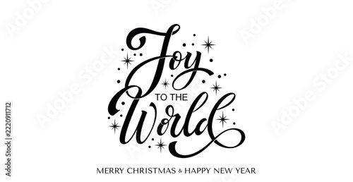 Joy to the World Calligraphy Lettering with Decorative Stars and Elegant Christmas Script