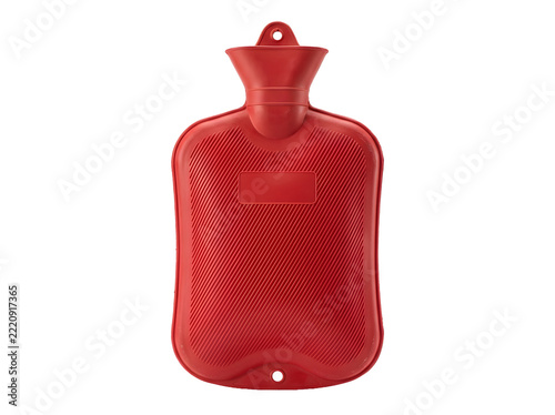 Red rubber hot water bottle isolated on transparent background