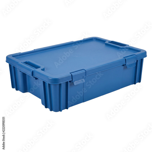 Blue storage tote lid for home organising, isolated on transparent background
