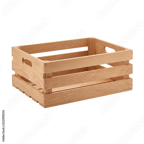 Light wooden wine crate, isolated on transparent background