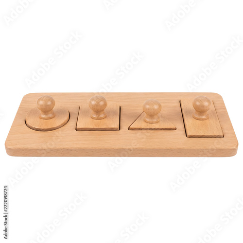 Light wooden peg puzzle for early learning, isolated on transparent background