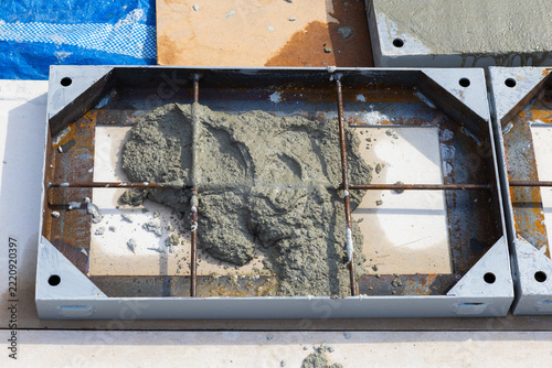Steel formwork for concrete pouring in construction.