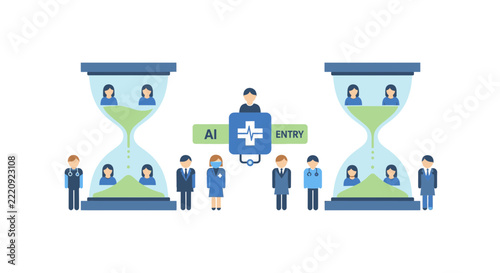 AI Healthcare Entry and Patient Management System Flat Vector Illustration