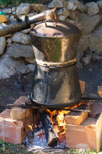 Albania, traditional alcohol Raki distillation vintage