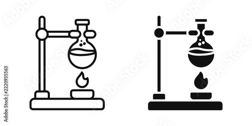 Flask icon set. Chemistry Laboratory Flask and Burner Icon Set Vector Illustration. for mobile concept and web design. vector illustration