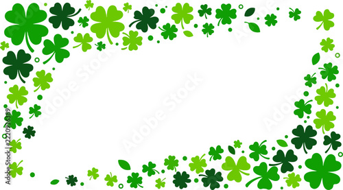 St Patricks Day Clover Border Frame with Green Shamrocks