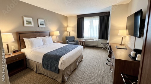 Comfortable Modern Hotel Bedroom With Natural Daylight