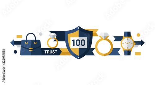 Luxury Item Authentication and Insurance Vector Illustration