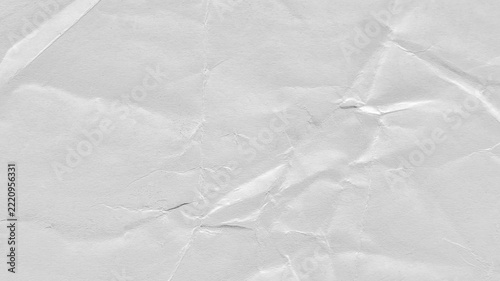 Crumpled White Paper Texture Background with Sharp Creases and Folds for Poster Mockups, Web Banners, Craft Design and Abstract Backdrop