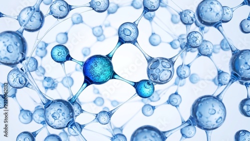 Abstract Molecular Structure with Blue Spheres and Connections