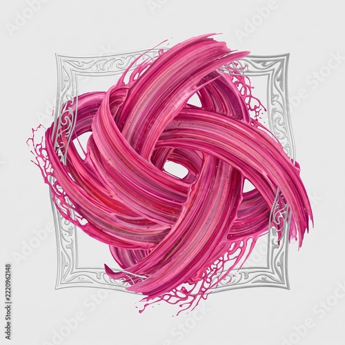 Abstract Pink Paint Swirls with Decorative Frame