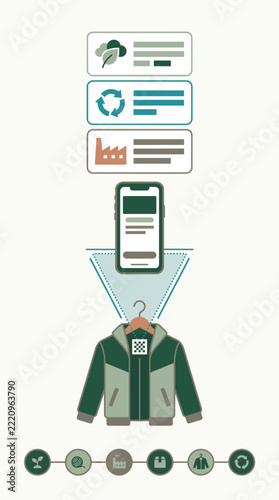 Digital product passport scanning garment qr code for eco data