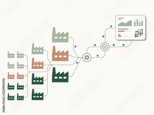Factory network data aggregation to verified dashboard report