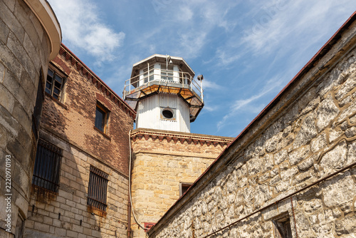 Obraz na plátně Exterior view of a historic guard watchtower at Eastern State Penitentiary in Philadelphia, Pennsylvania