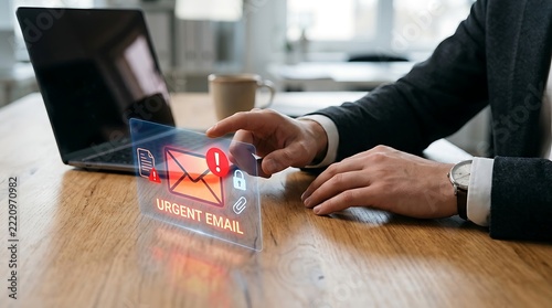 Person Checking Urgent Email Notification On Tablet