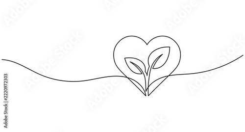 Heart plant continuous line art vector with editable stroke