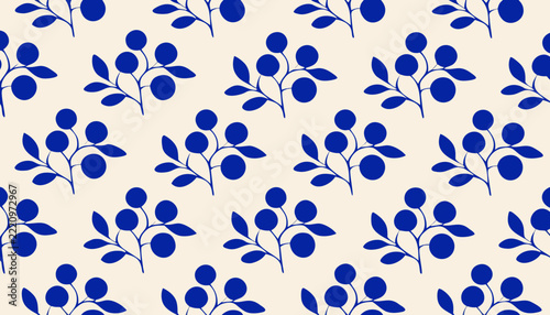 seamless pattern with blue flowers