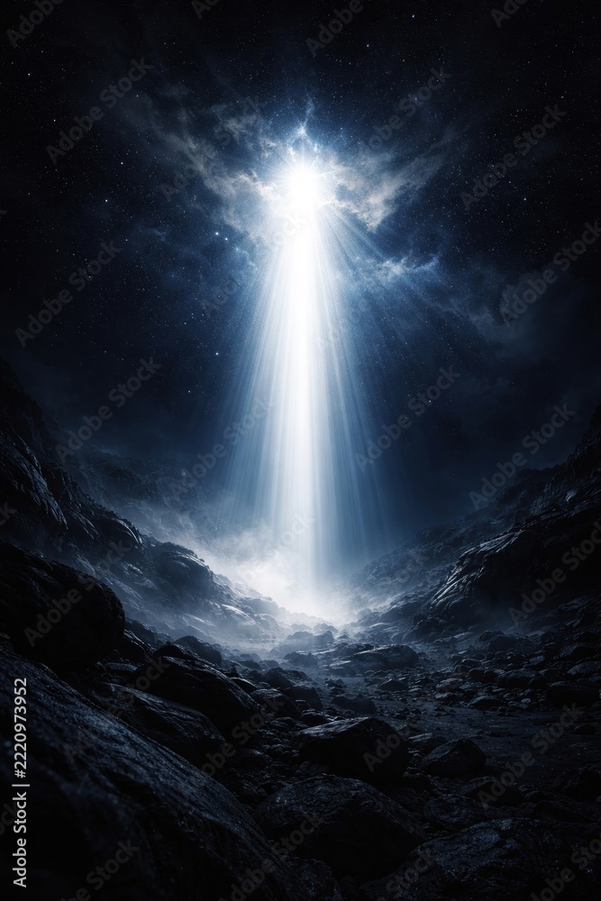 Fototapeta premium Mystical light beam from sky