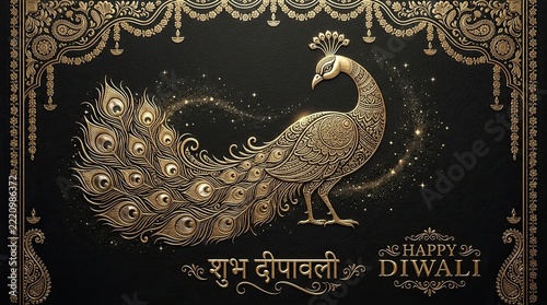 Intricate golden swan formed from detailed architectural elements against a dark background