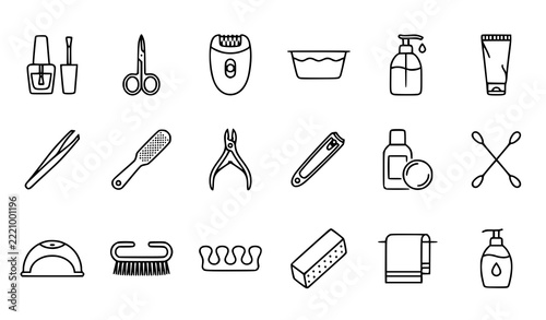 Modern Manicure Pedicure and Nail Care Vector Icons