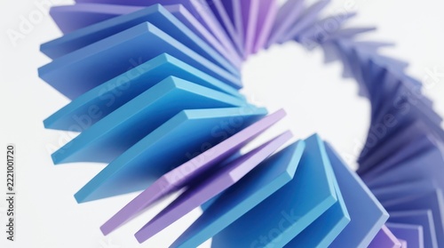 Abstract 3D Render Blue and Purple Geometric Spiral Plates Background Template