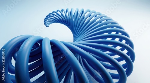 Abstract Blue Spiral 3D Render Background with Twisted Geometric Shapes Concept