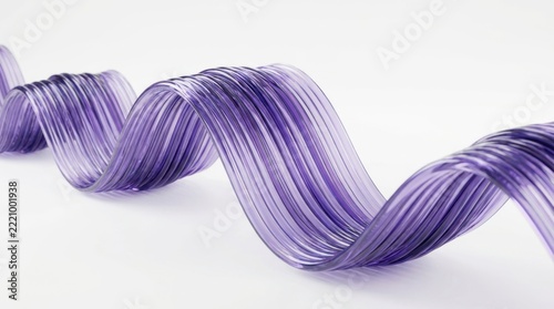 Abstract Purple 3D Render Wave Ribbon Background Isolated on White Template
