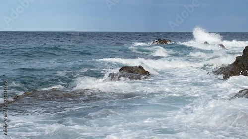 Beautiful seascape with rocks and waves