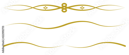 Luxury Gold Divider Lines Set, Elegant Decorative Horizontal Ornaments and Flourishes SVG